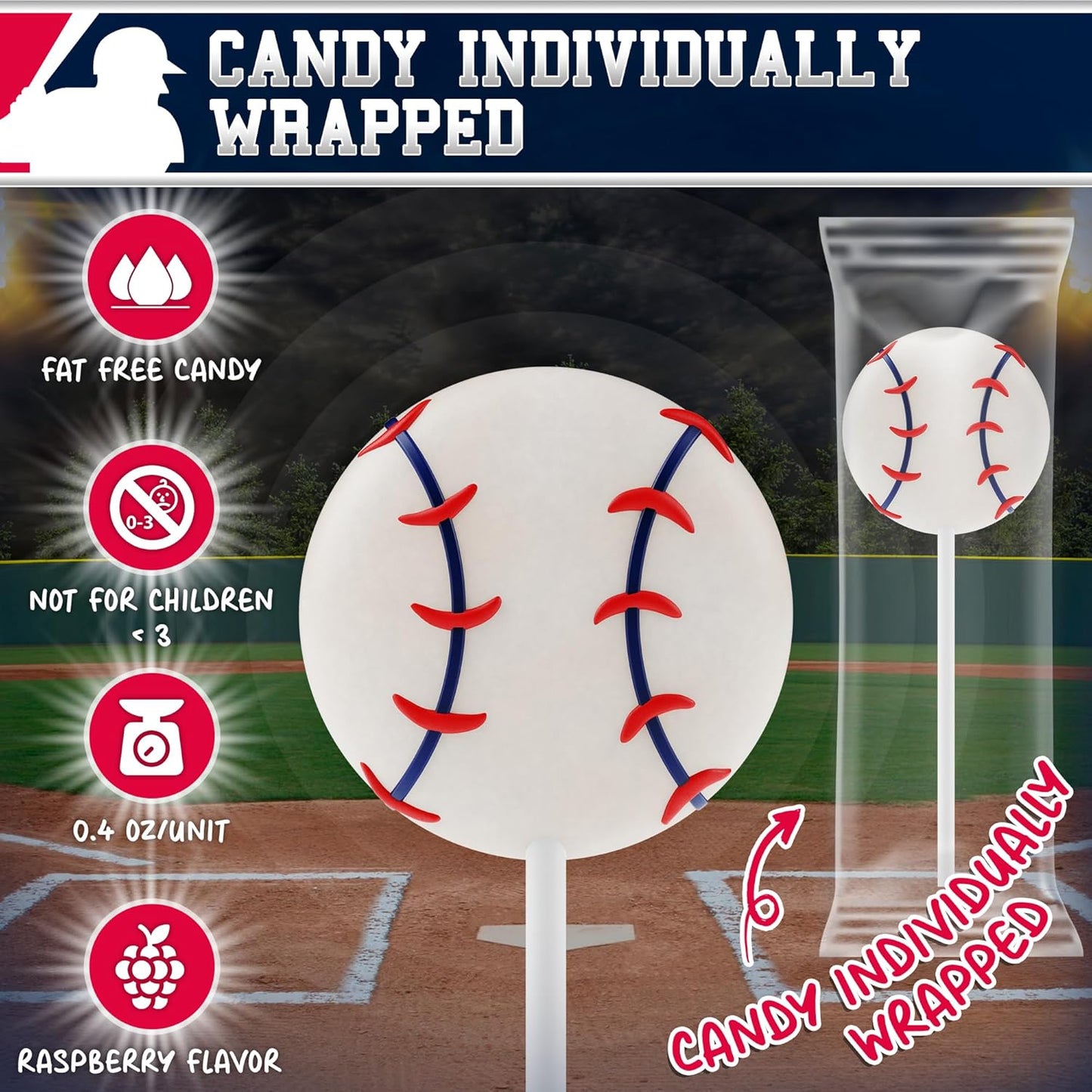 Baseball Lollipops 12pk - Baseball Candy