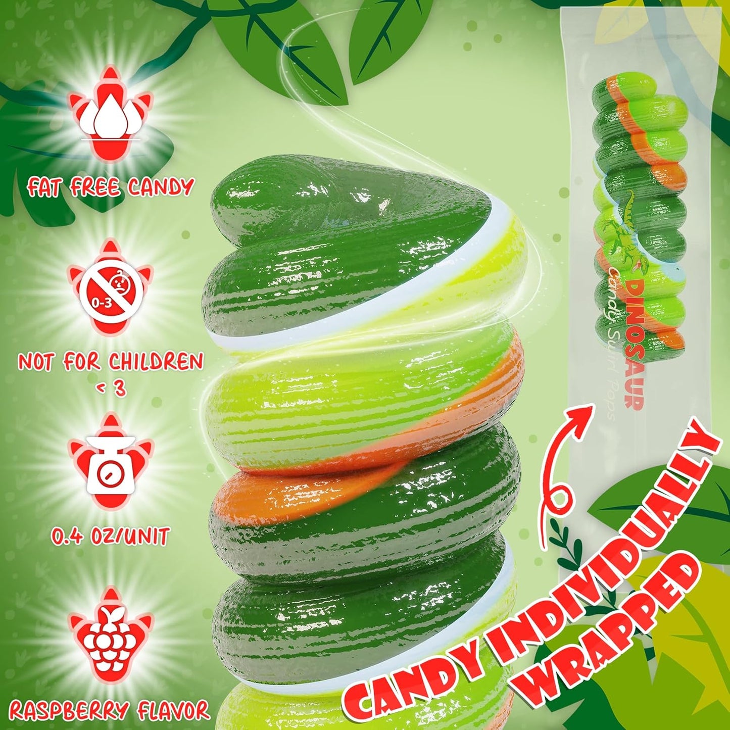 Dinosaur Lollipops 20pk - Dinosaur Candy