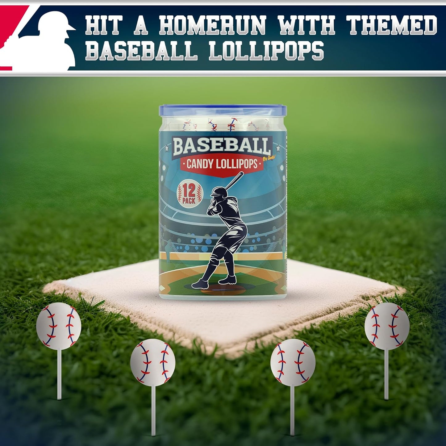 Baseball Lollipops 12pk - Baseball Candy