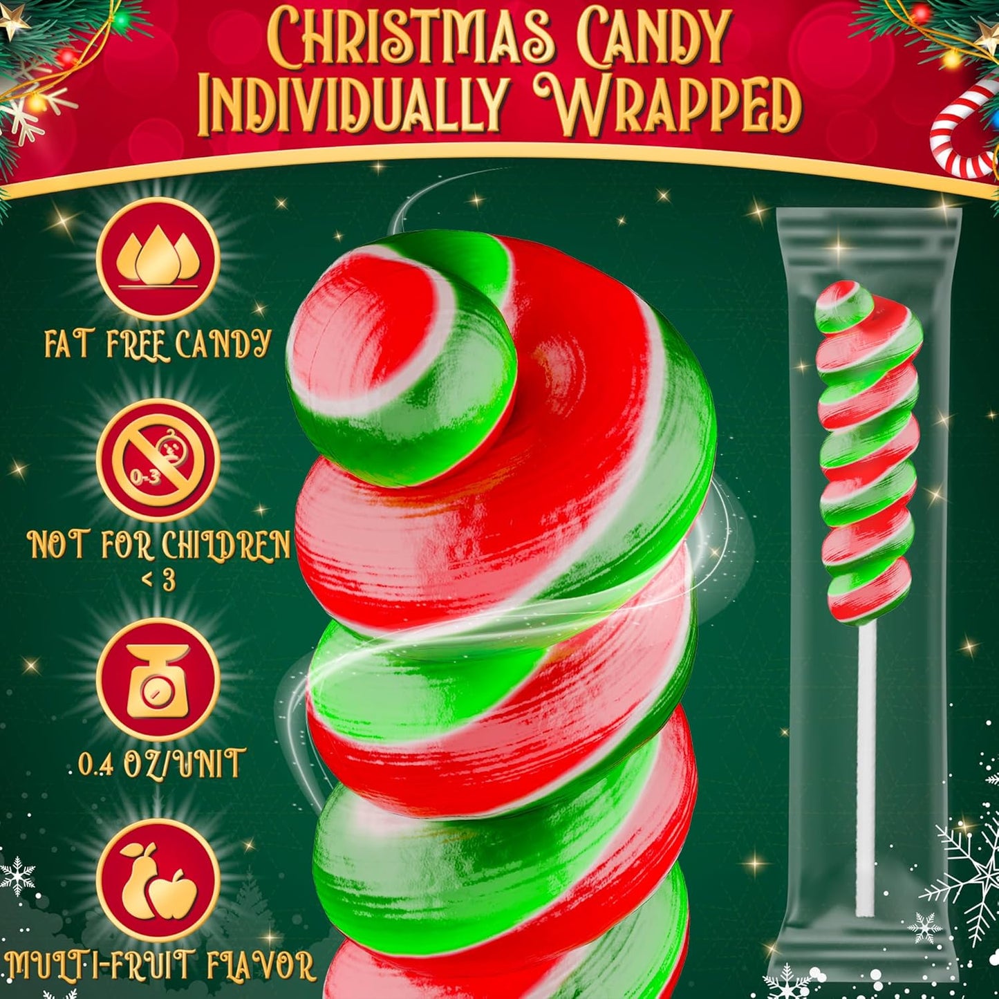 Christmas Swirl Lollipops 20pk- Christmas Candy