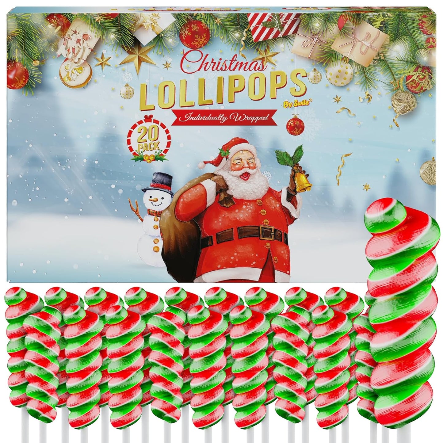 Christmas Swirl Lollipops 20pk- Christmas Candy