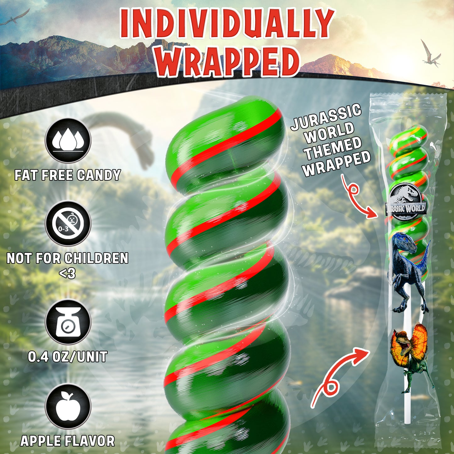 Jurassic World Lollipops 20pk- Jurassic World Candy