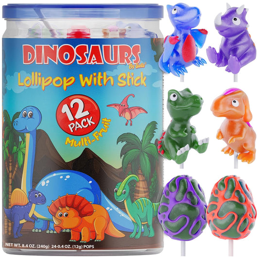 Dinosaur Shaped Lollipops 12pk - Dinosaur Candy