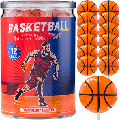 Orange basketball-shaped lollipops for sports-themed parties and team rewards