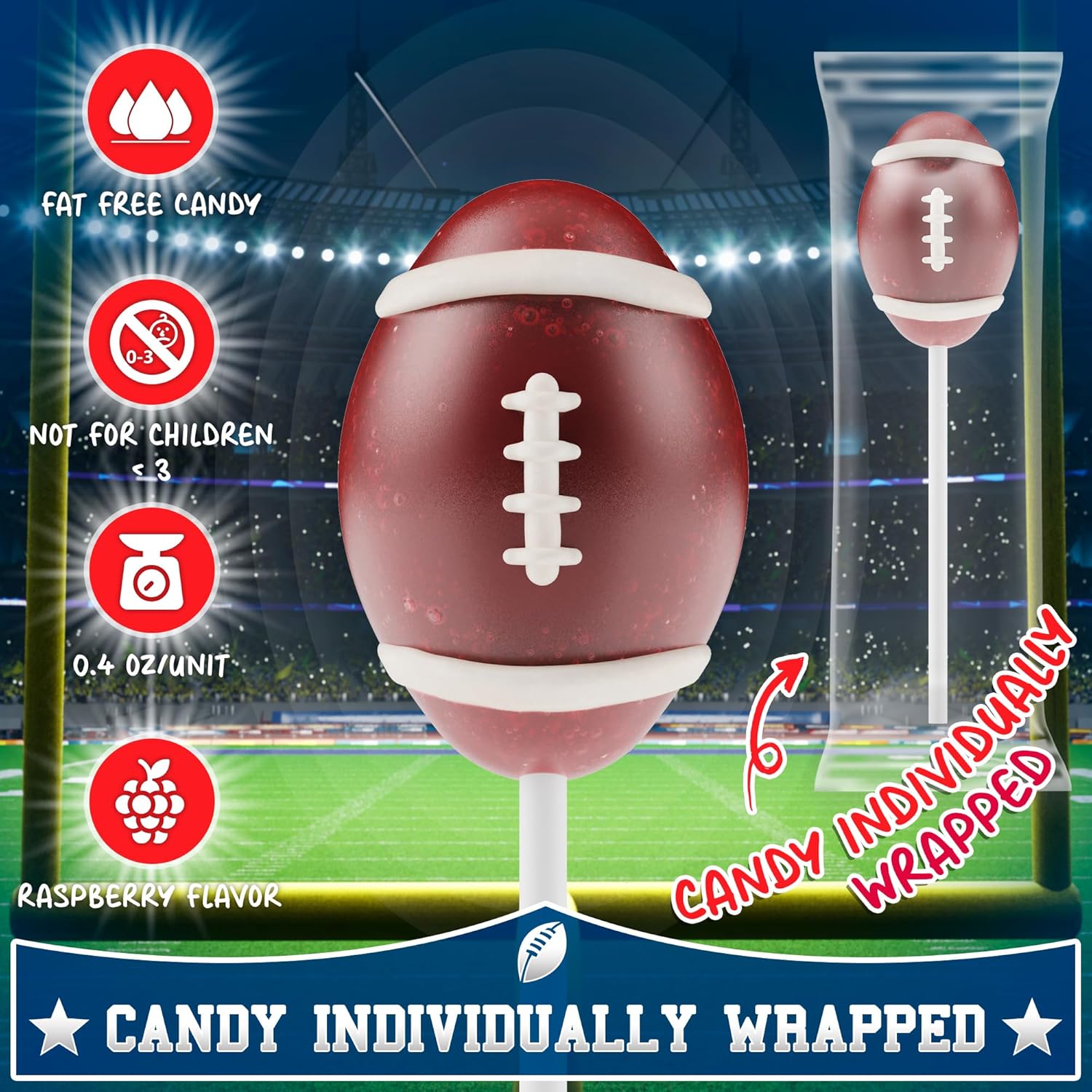 Football themed candy lollipops for football party decorations