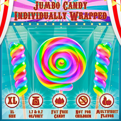 Large Swirl Lollipops with Rainbow Colors – Ideal for Celebrations