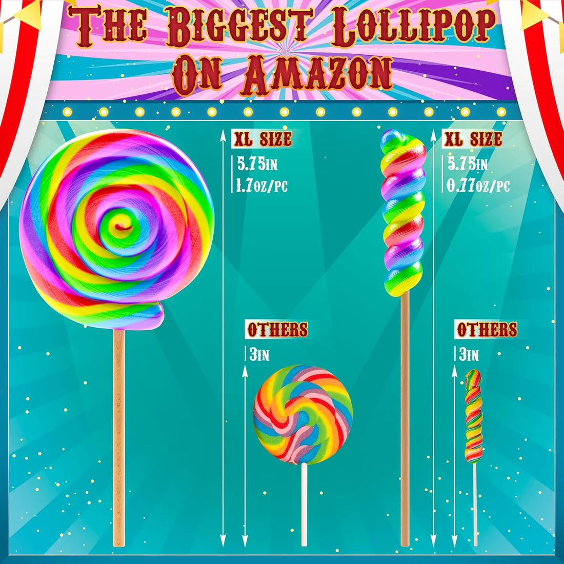 Jumbo Rainbow Lollipops Pack – Perfect for Birthday Parties and Events