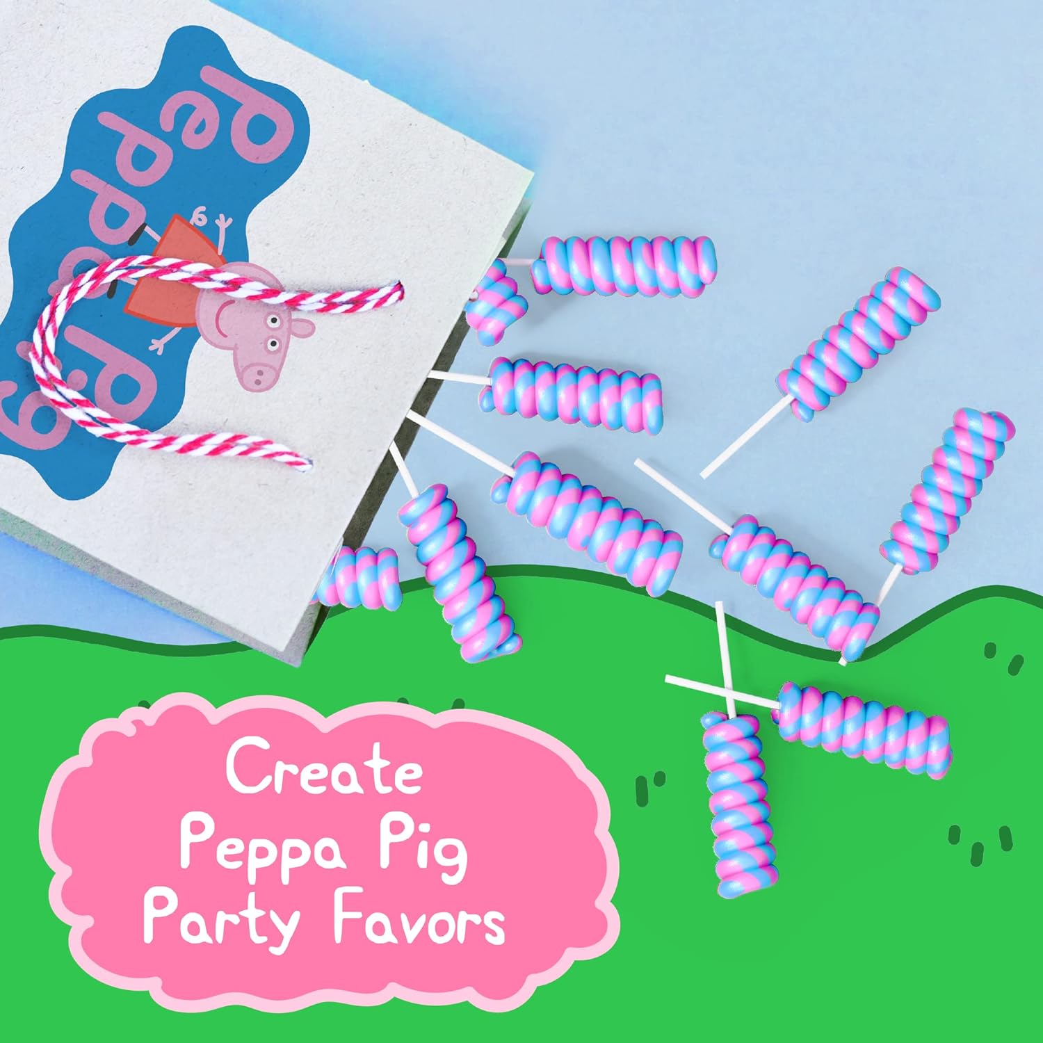 Individually wrapped Peppa Pig lollipop for party favors
