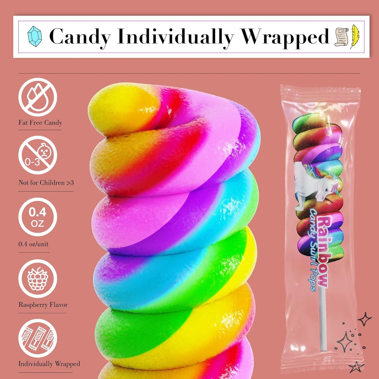 Sweet unicorn-themed candy lollipops, perfect for birthday party gifts.