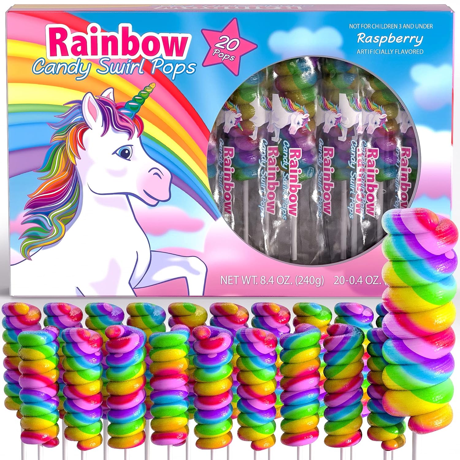 20 Unicorn lollipops for kids’ birthday party favors. Colorful and fun!